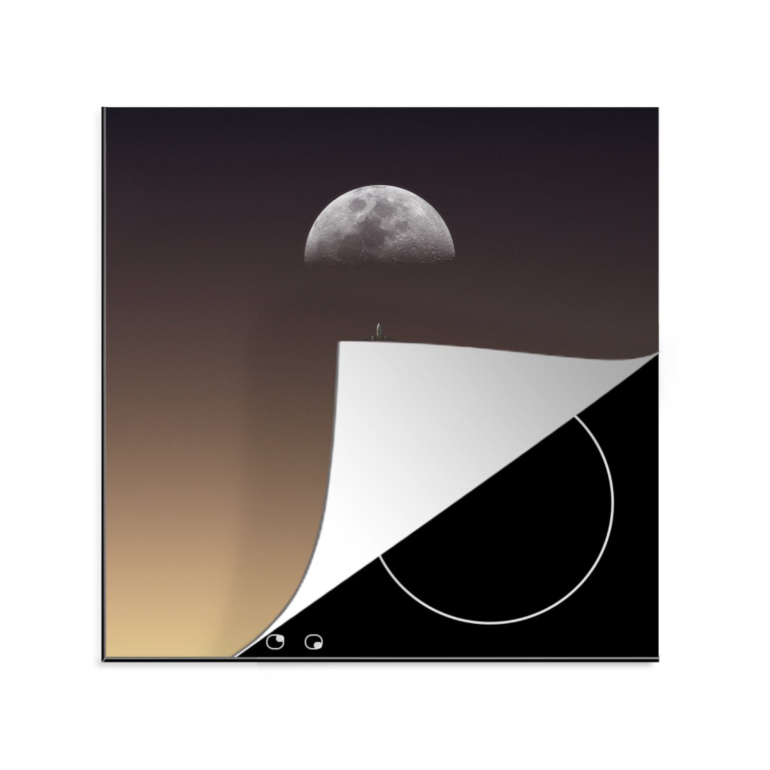 Rakete Arbeitsplatte cm, - küche Ceranfeldabdeckung, - 78x78 tlg), Mond Weltraum, (1 MuchoWow für Vinyl, Herdblende-/Abdeckplatte