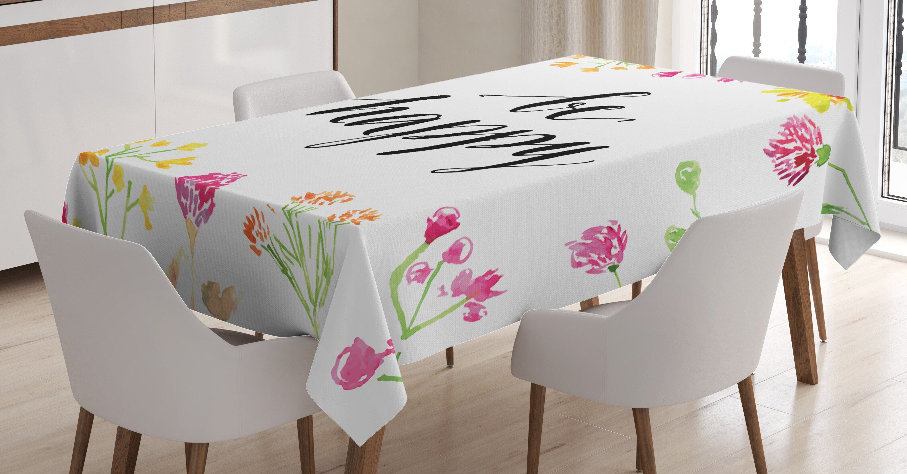 Abakuhaus Happy Tischdecke Bereich Zitat Für Klare den Farbfest Farben, Waschbar Außen Be Wildblumen geeignet