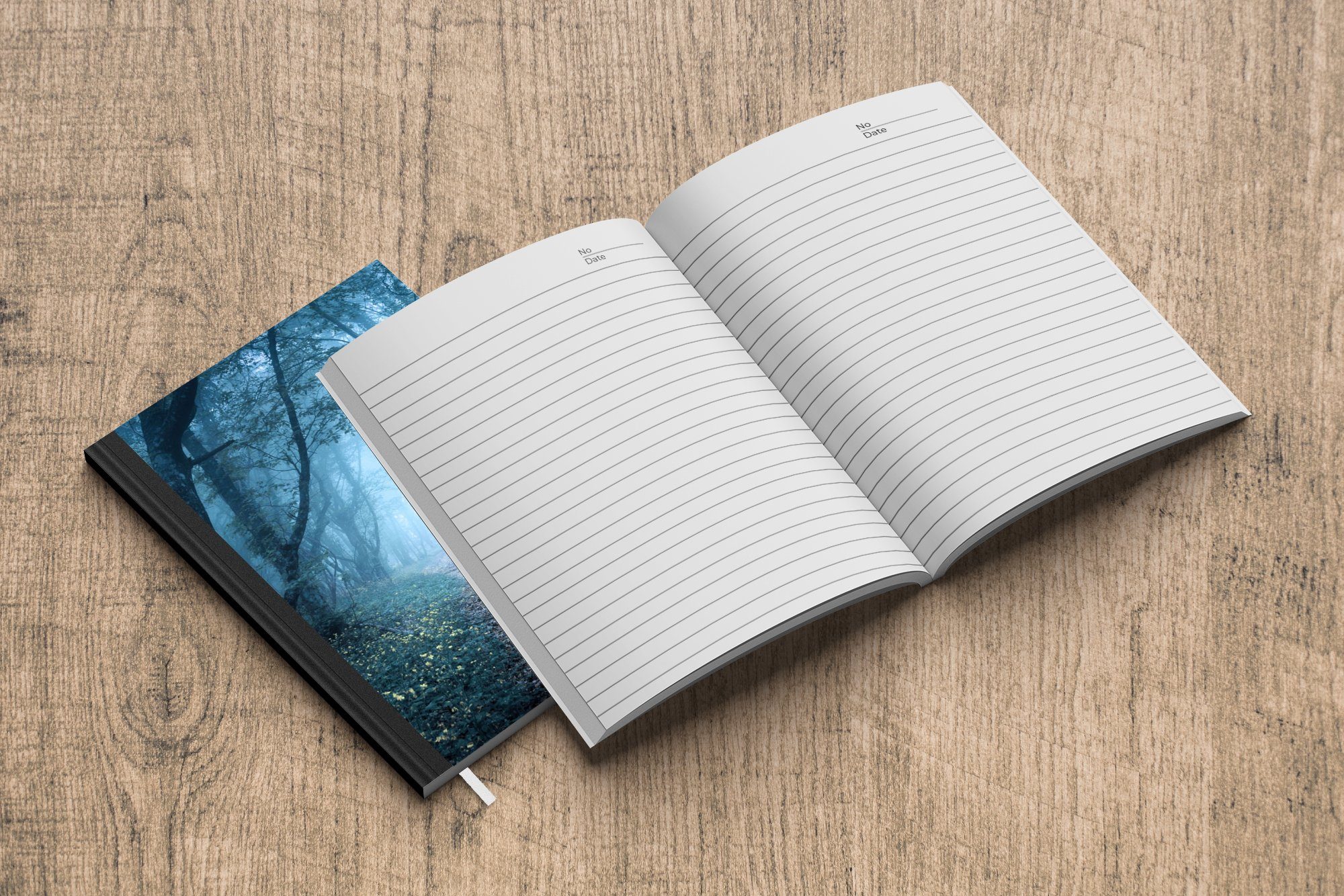 Natur Haushaltsbuch Bäume Notizheft, - A5, Nebel, Merkzettel, Journal, Notizbuch Tagebuch, - 98 Seiten, MuchoWow