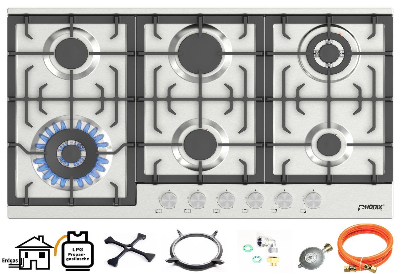 preiswert Phönix Germany Gas-Kochfeld Gaskocher mit Erdgas, flammig H-Gas Propan- / PS-906L, 6 Zündsicherung