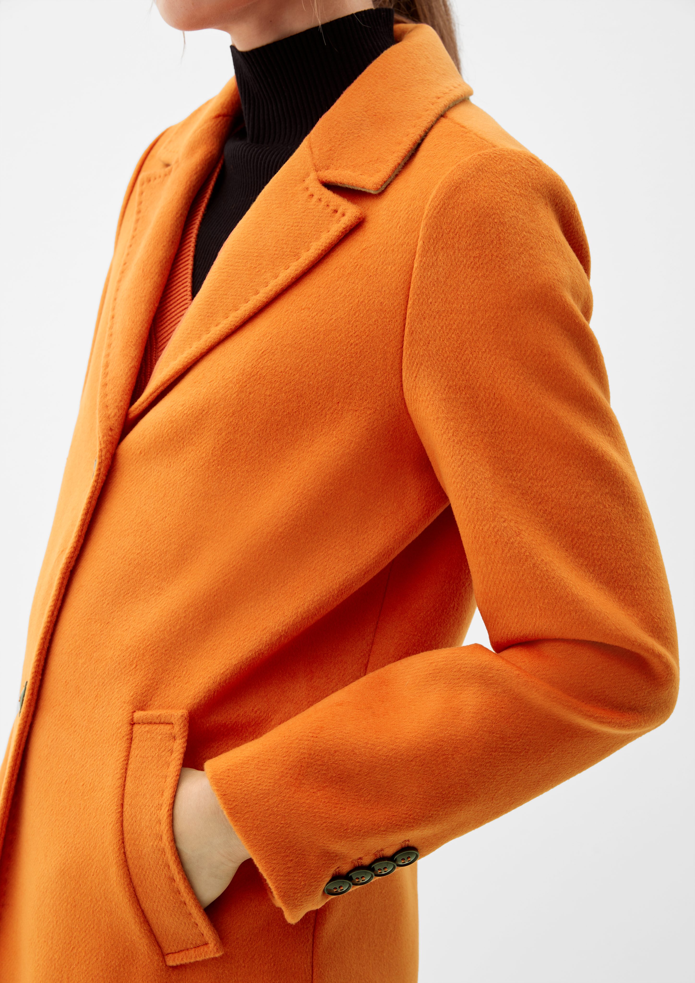 s.Oliver Funktionsmantel Wollmix-Mantel mit light Reverskragen orange