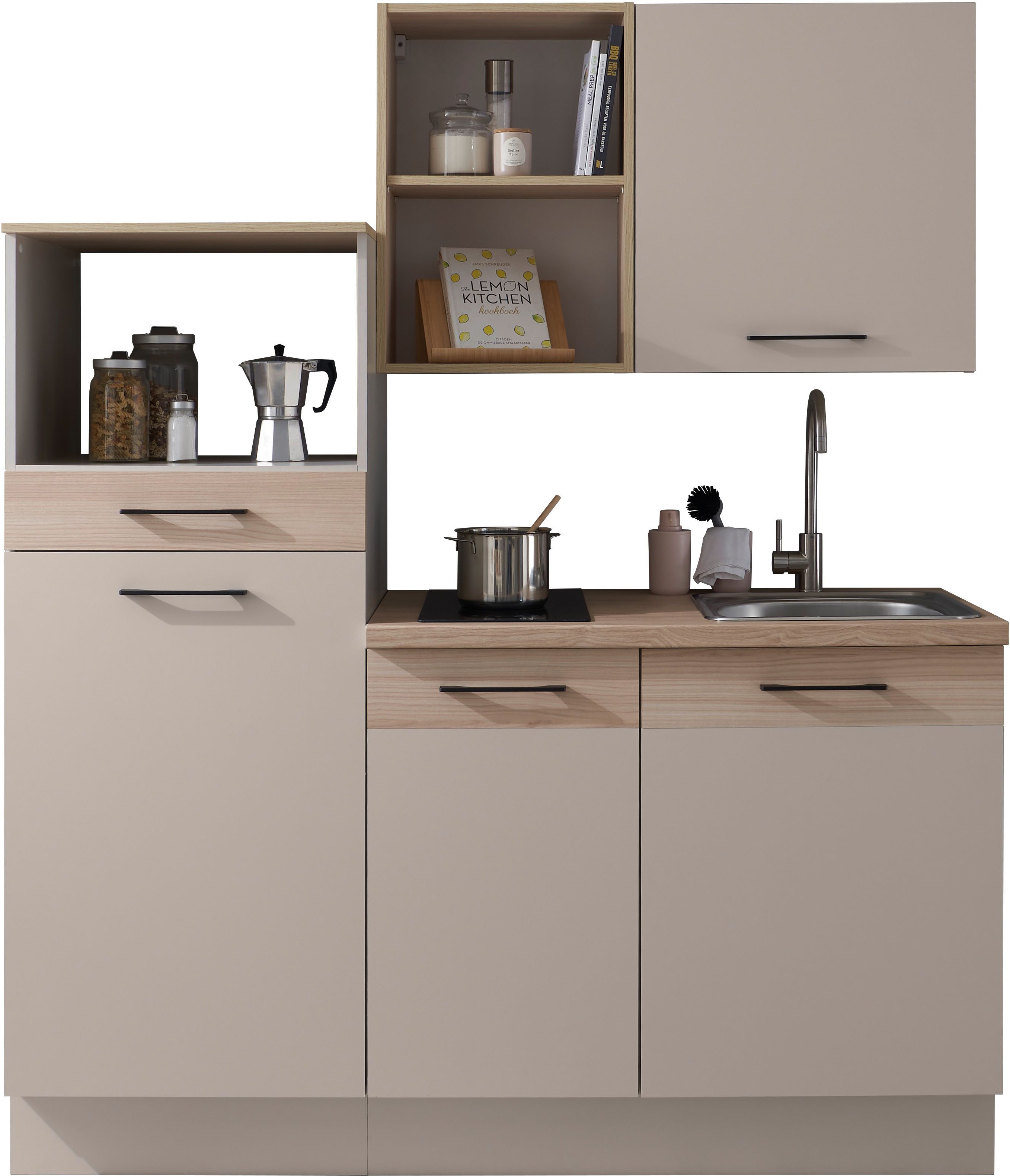 BASIC by Balculina Pantryküche Marlon Pantryküche BxHxT 165x210x60 cm, Breite 165cm, wahlweise mit E-Geräten, Metallgriffe