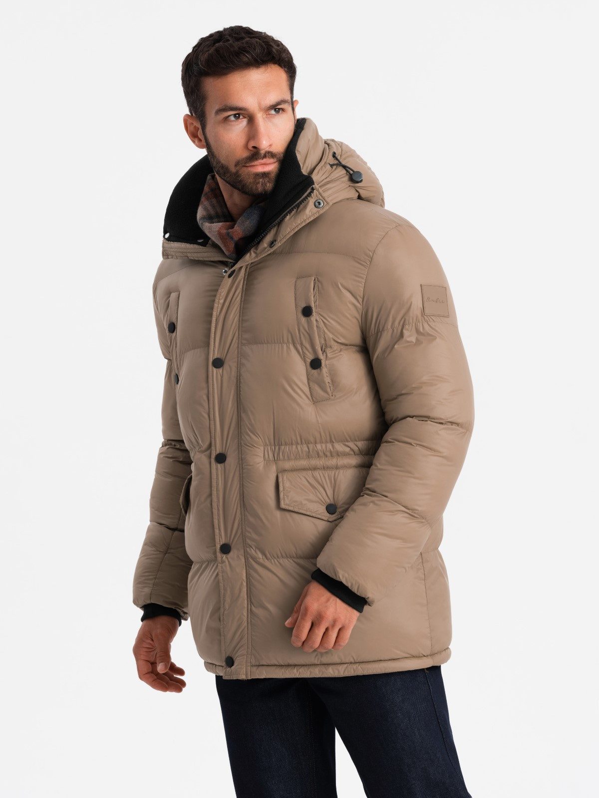 OMBRE Winterjacke Lange Herren-Pufferjacke