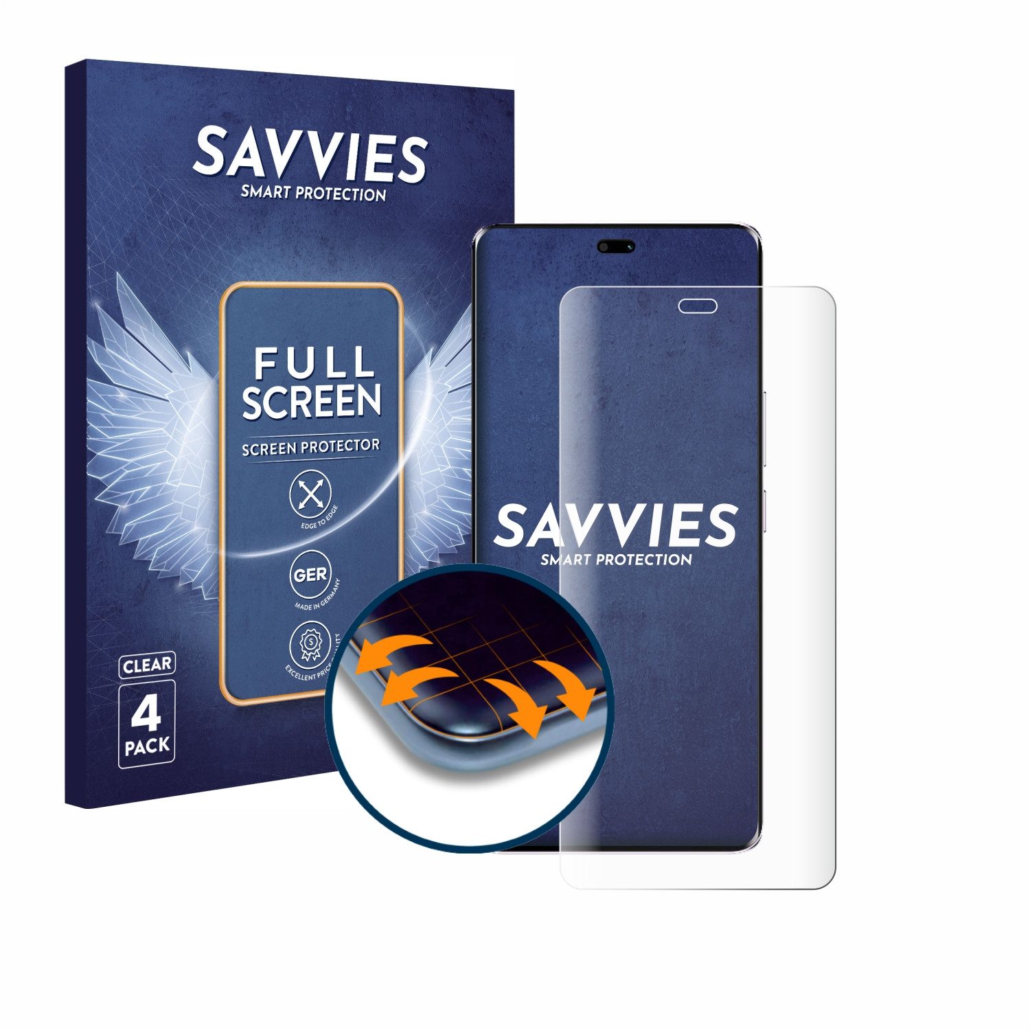 Savvies Displayschutzfolie Fullscreen Schutzfolie für Honor Magic 7 Lite, 4 Stück, Displayschutz Folie Fullcover Klar Transparent