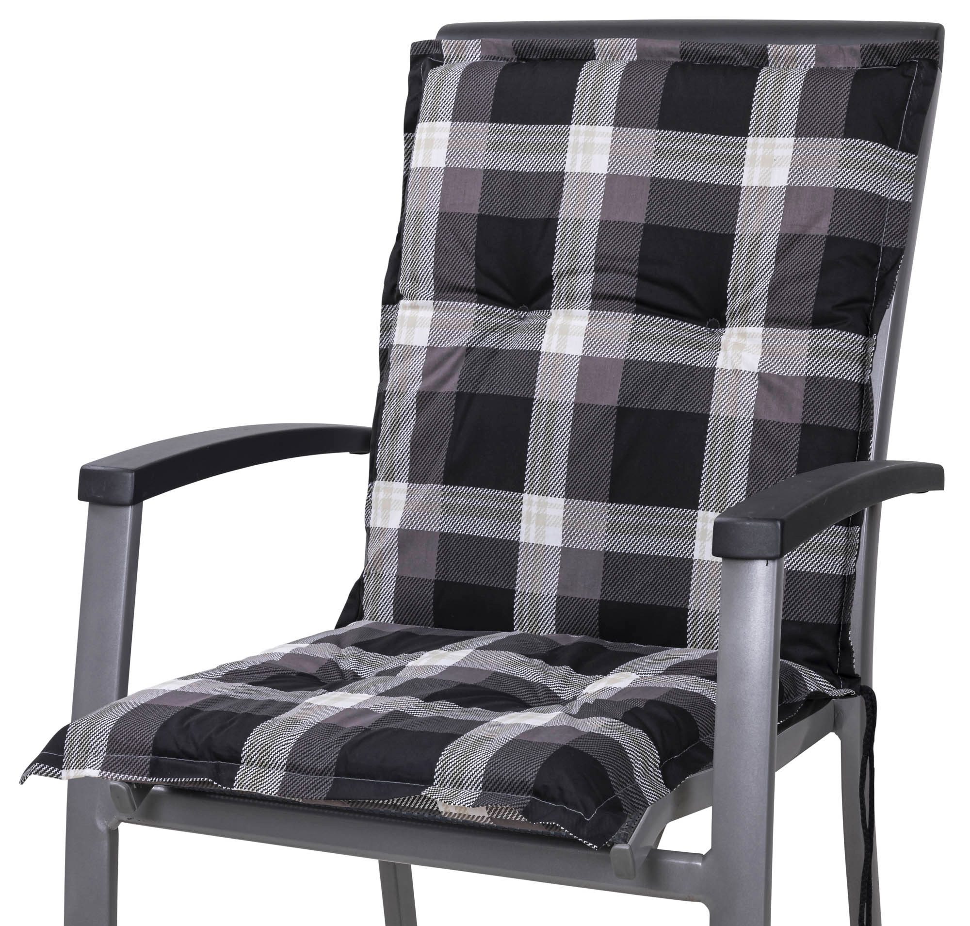 Sun Garden Sesselauflage Niederlehner Naxos10623-800 schwarz-braun-beige kariert 100x49x6 cm