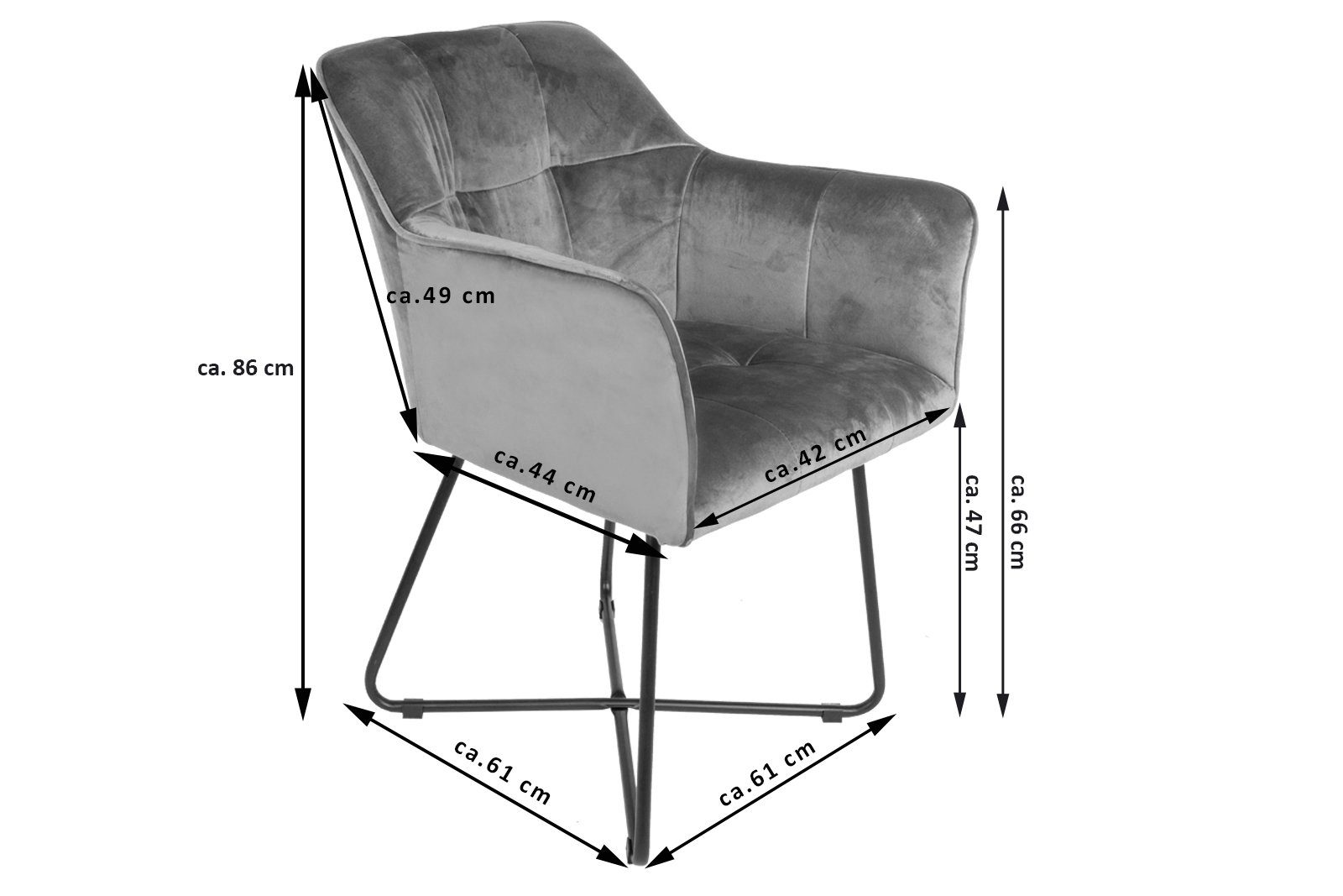 SAM® Armlehnstuhl Esszimmerstuhl und Braun schwarze Absteppungen, Metallfüße Samtbezug mit Kirin