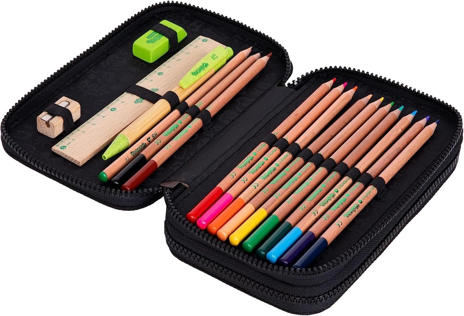 GOLDKIDS Federmäppchen COOLPACK 2-fache Federtasche Federmappe 100% recycelt, (ECO 35-teilig Schüleretui Stifte, und Pinsel inkl. Aufgabenheft Federbox Etui), S – Bild 4 von 4