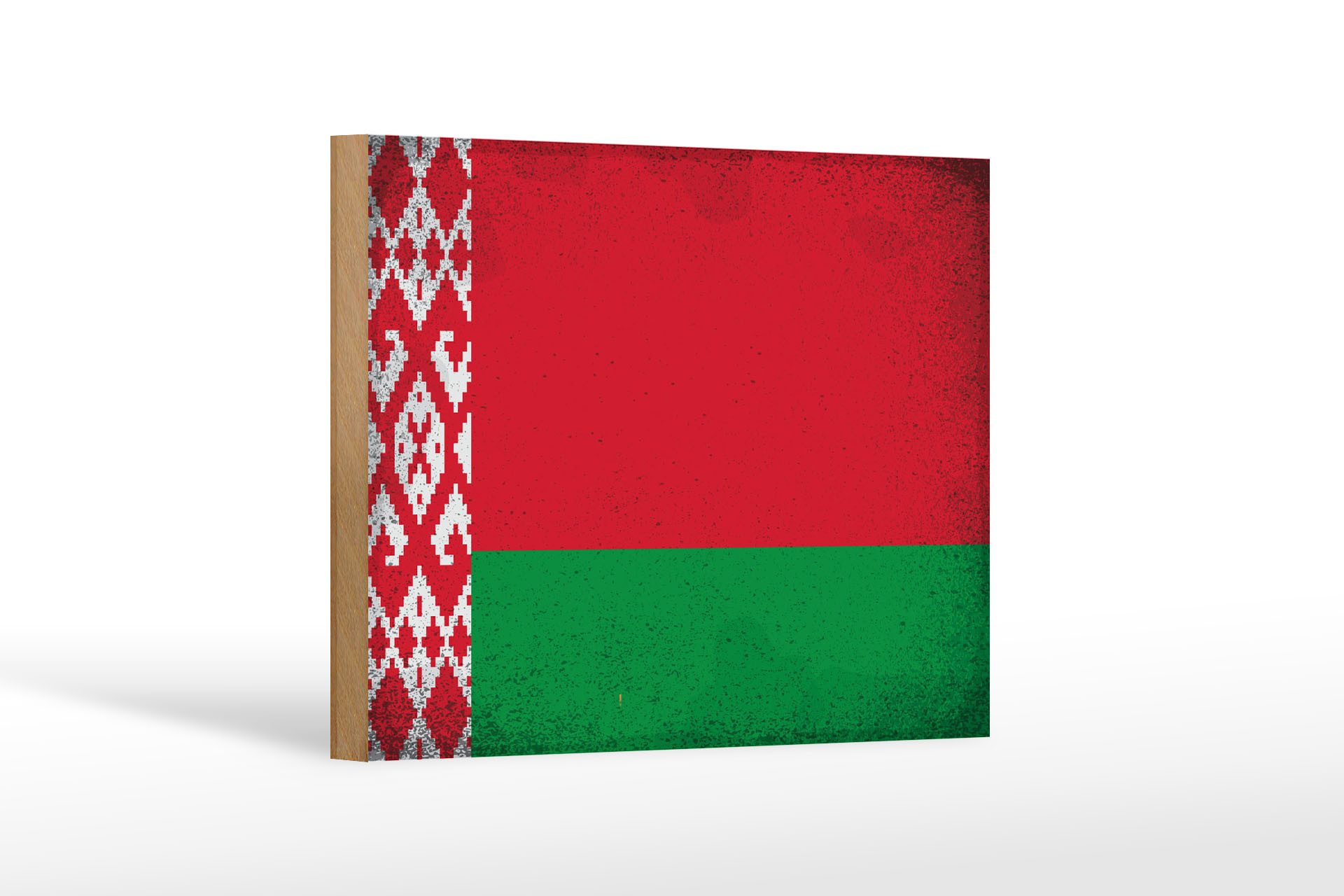 Femer GmbH Holzbild Flagge Weißrussland 18x12 cm Belarus Vintage, Flaggen (1 St), Glatte Holzfaserplatte (MDF), vorn beschichtet