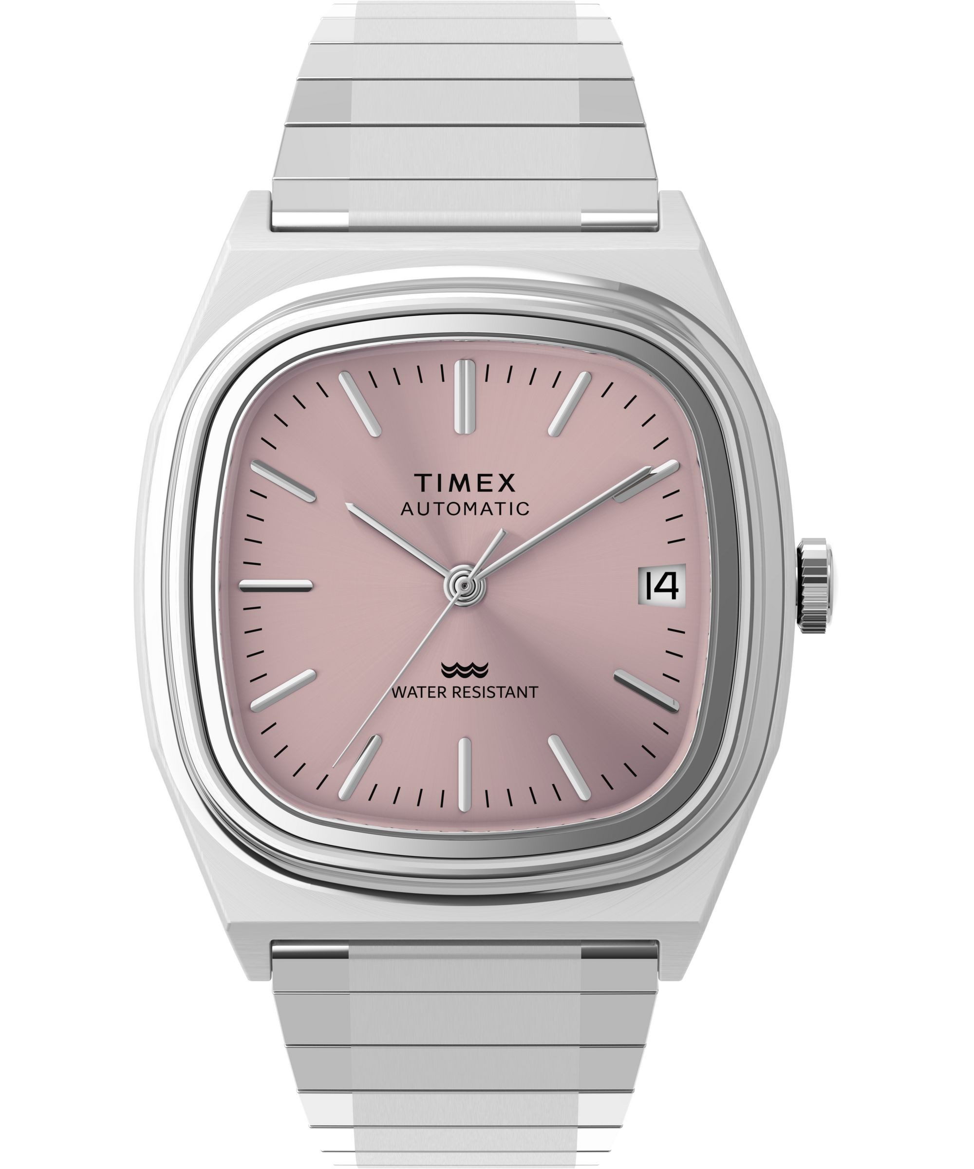 Timex Automatikuhr E Line TW2Y66800AJ, Armbanduhr, Herrenuhr, Mechanische Uhr, Edelstahlarmband, analog, Tag