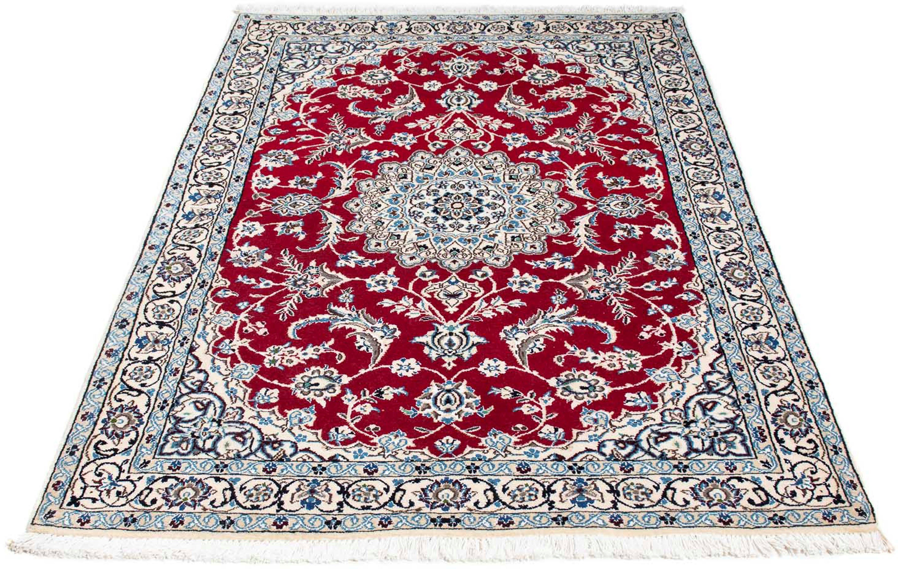 Orientteppich Perser - Nain - Royal - 179 x 110 cm - rot, morgenland, rechteckig, Höhe: 10 mm, Wohnzimmer, Handgeknüpft, Einzelstück mit Zertifikat