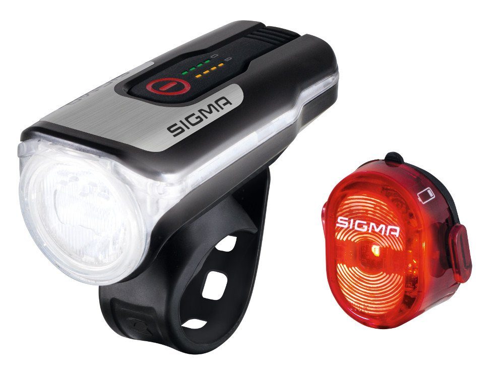 SIGMA Fahrradbeleuchtung Aura 80 Set 17850 Fahrradlampe LED mit Rücklicht