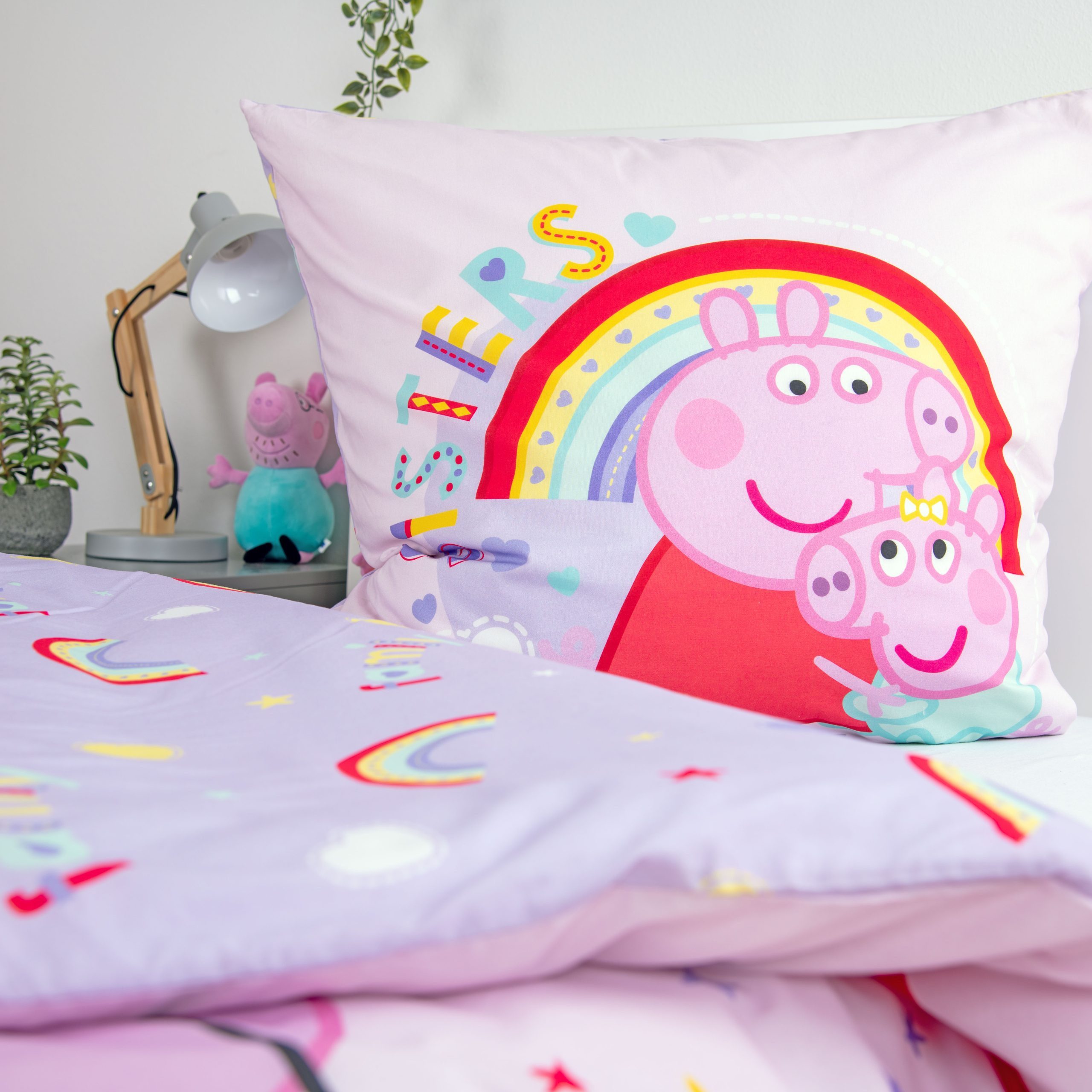 Stoffschmiede Kinderbettwäsche - Peppa Wutz Winterbettwäsche - ‘My Family’ - 135x200cm + 80x80cm, 100% Baumwolle (Flanell)