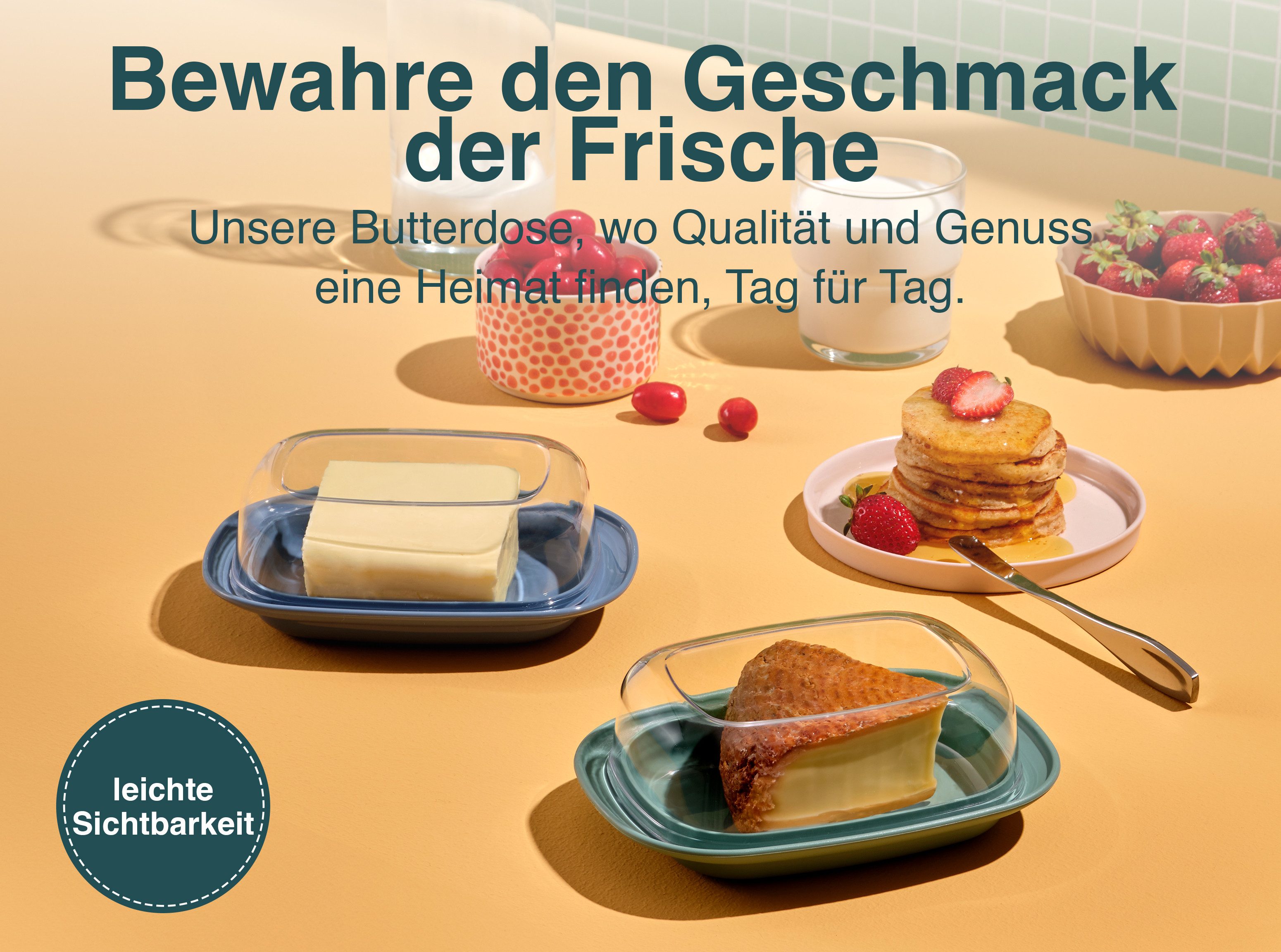 uandu home Butterdose mit Deckel Kunststoff, Butterbehälter, Butter dish, Butterdosen, (Butterschale mit Deckel, Butterdose spülmaschinenfest, Butterbox, Butter Box Dose)