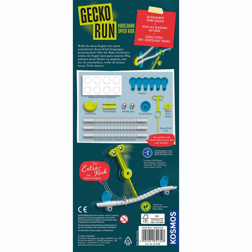 Kosmos Kugelbahn-Bausatz Gecko Run Speed Kick-Erweiterung