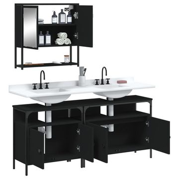 vidaXL Badezimmer-Set 3-tlg. Badmöbel-Set Schwarz Holzwerkstoff, (1-St)