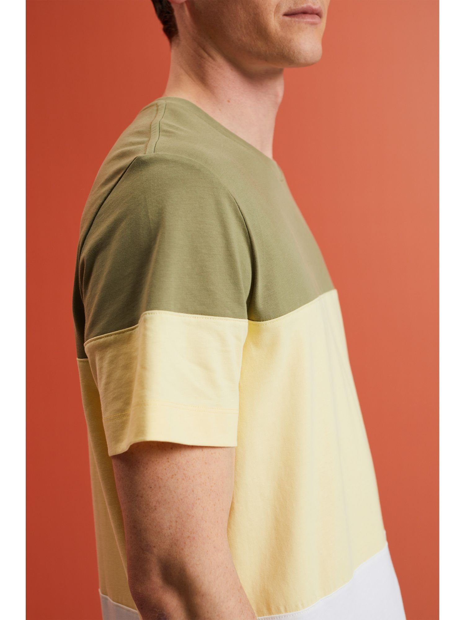 Collection Baumwolle 100 % KHAKI Colourblock-T-Shirt, (1-tlg) Esprit LIGHT T-Shirt