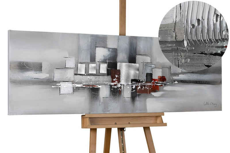 KUNSTLOFT Gemälde Umringt von Nebel 150x50 cm, Leinwandbild 100% HANDGEMALT Wandbild Wohnzimmer