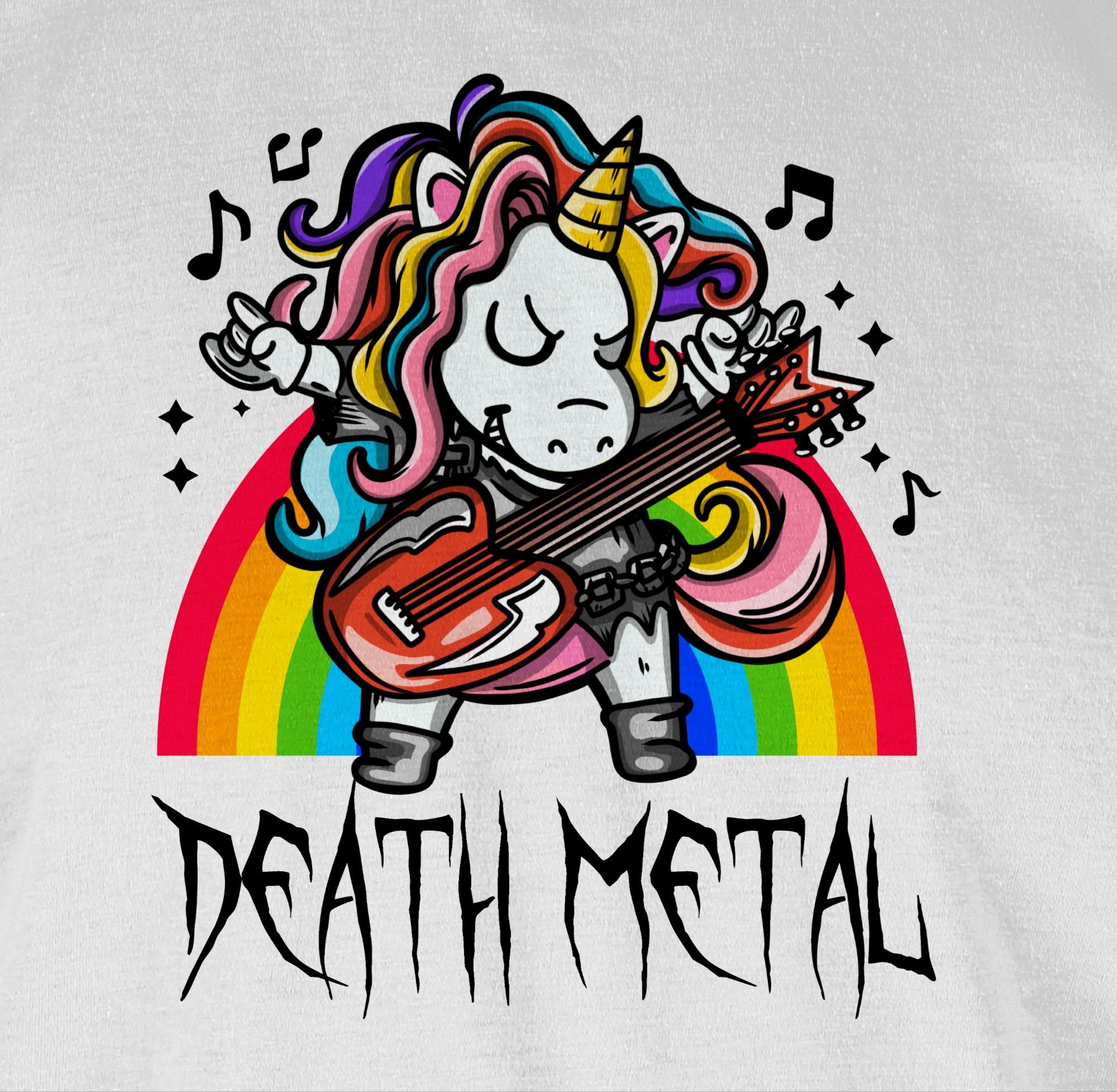 Weiß Metal - 2 T-Shirt Einhorn Metal Unicorn Geschenke Shirtracer Heavy Death