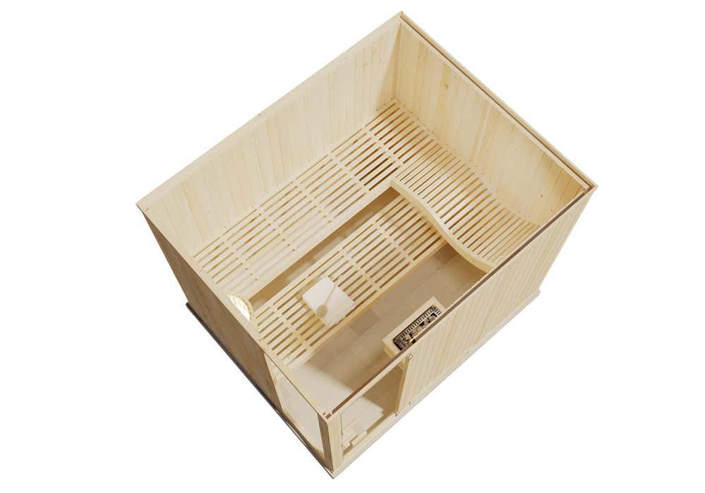 FinnTherm Sauna Innensauna Ergo Ausblick, BxTxH: 244 x 194 x 199 cm, 72 mm, in Naturbelassen