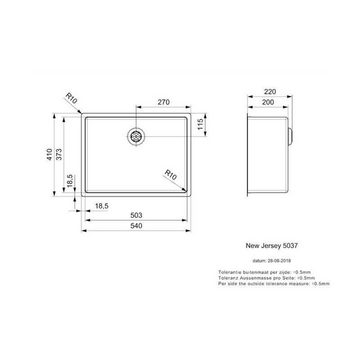 REGINOX Edelstahlspüle Reginox Spülbecken New Jersey 50x37 Edelstahl mit Handbetätigung, 54/41 cm