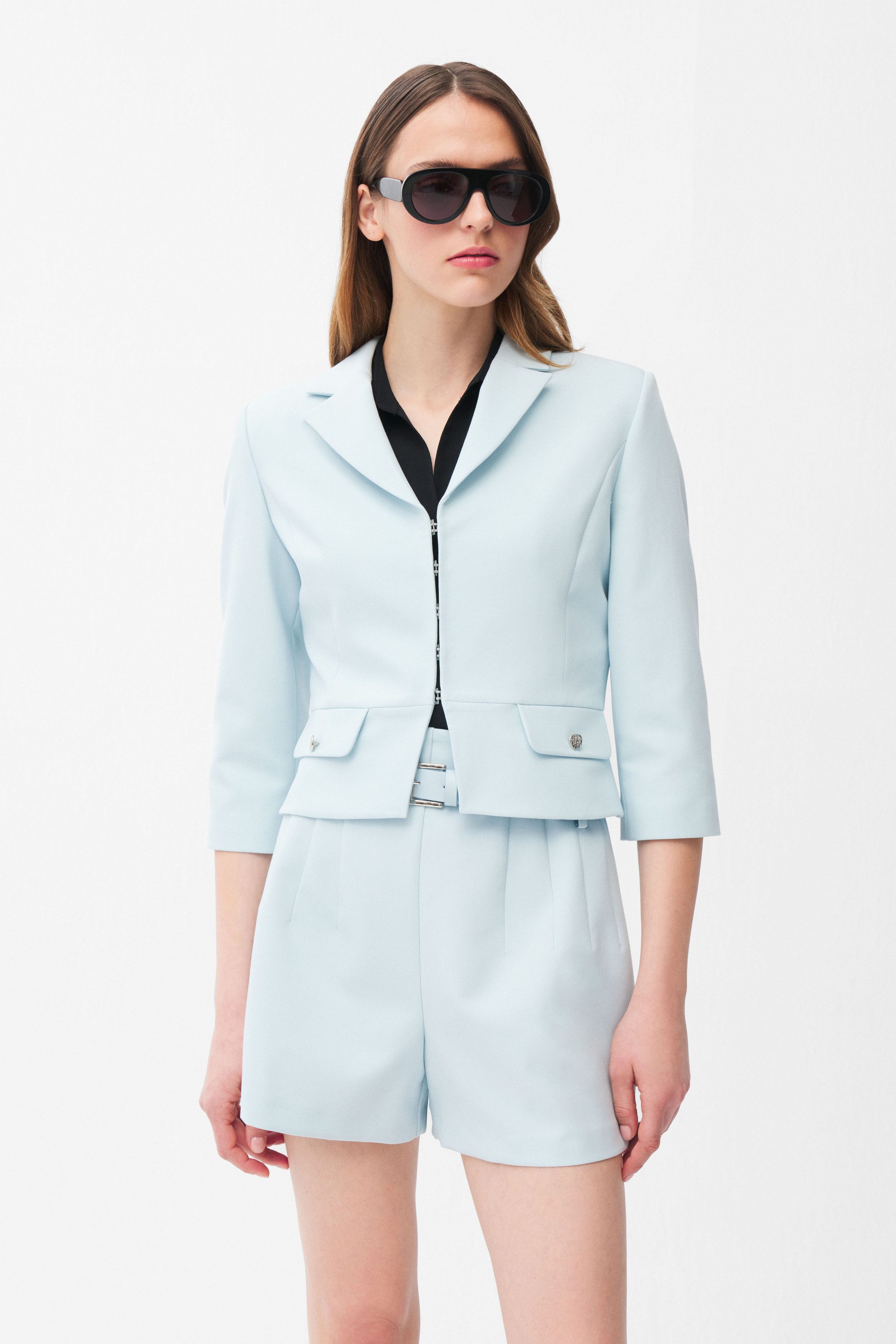 adL Jackenblazer Gabardine-Jacke mit Tasche und Haken-Detail