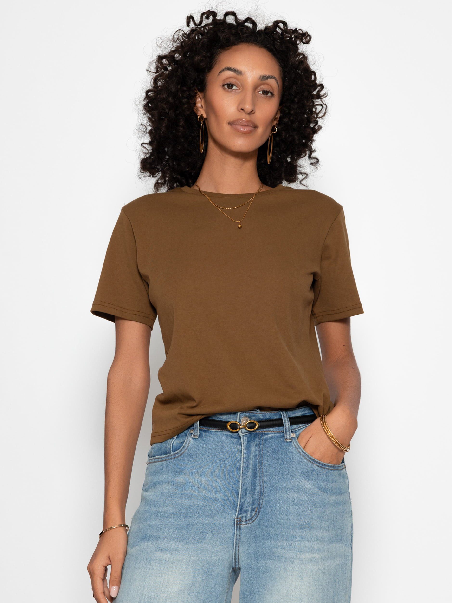 SASSYCLASSY T-Shirt Rundhals T-Shirt für Damen Legeres Top aus Baumwolle in lockerer Passform