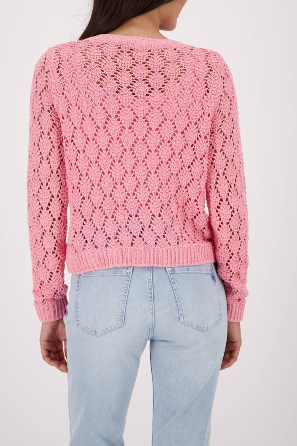 Monari Rundhalspullover 410392 Zartes Ajour-Muster als eleganter Blickfang