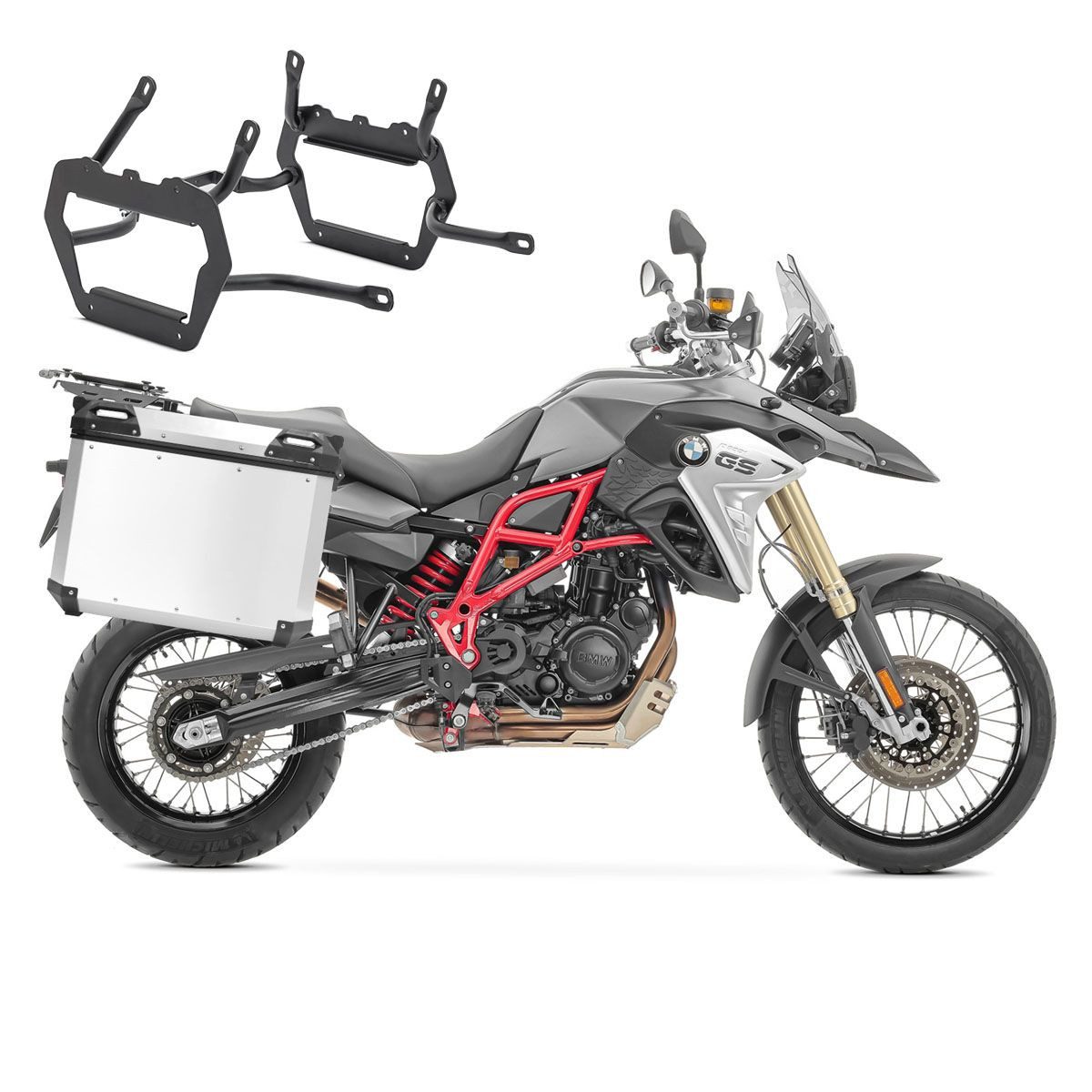 Bagtecs Kofferset Alu-Koffer+ Kofferträger für BMW F 900 GS Adventure 24-26 QP48 silber