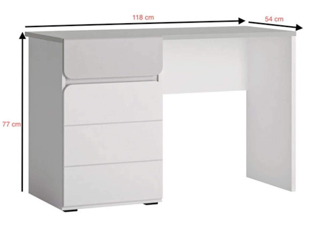grau Feldmann-Wohnen Hochglanz Schreibtisch weiß Albi, 118x54x77cm