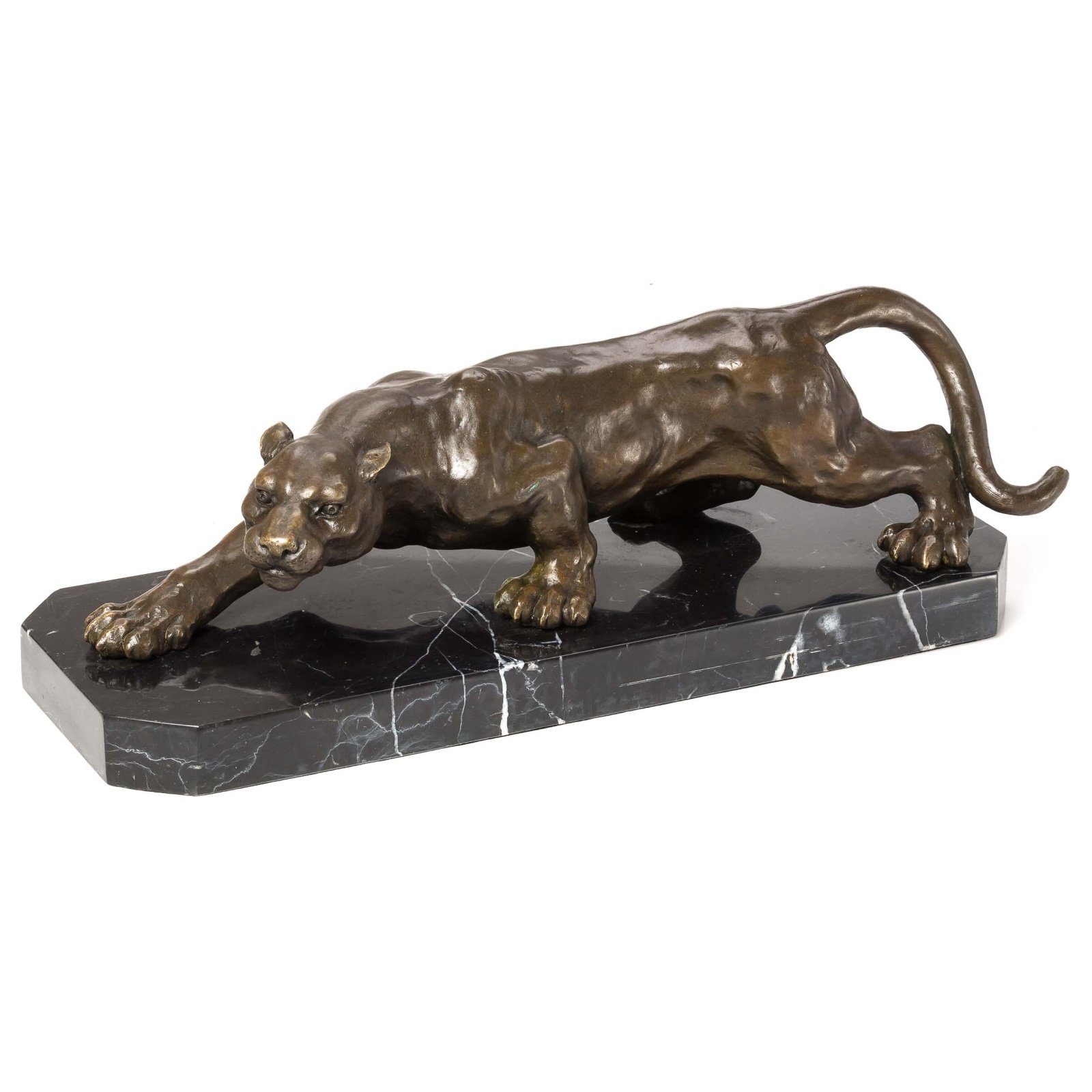 Aubaho Skulptur Bronze Skulptur Panther Leopard Bronzefigur Bronzeskulptur Antik-Stil