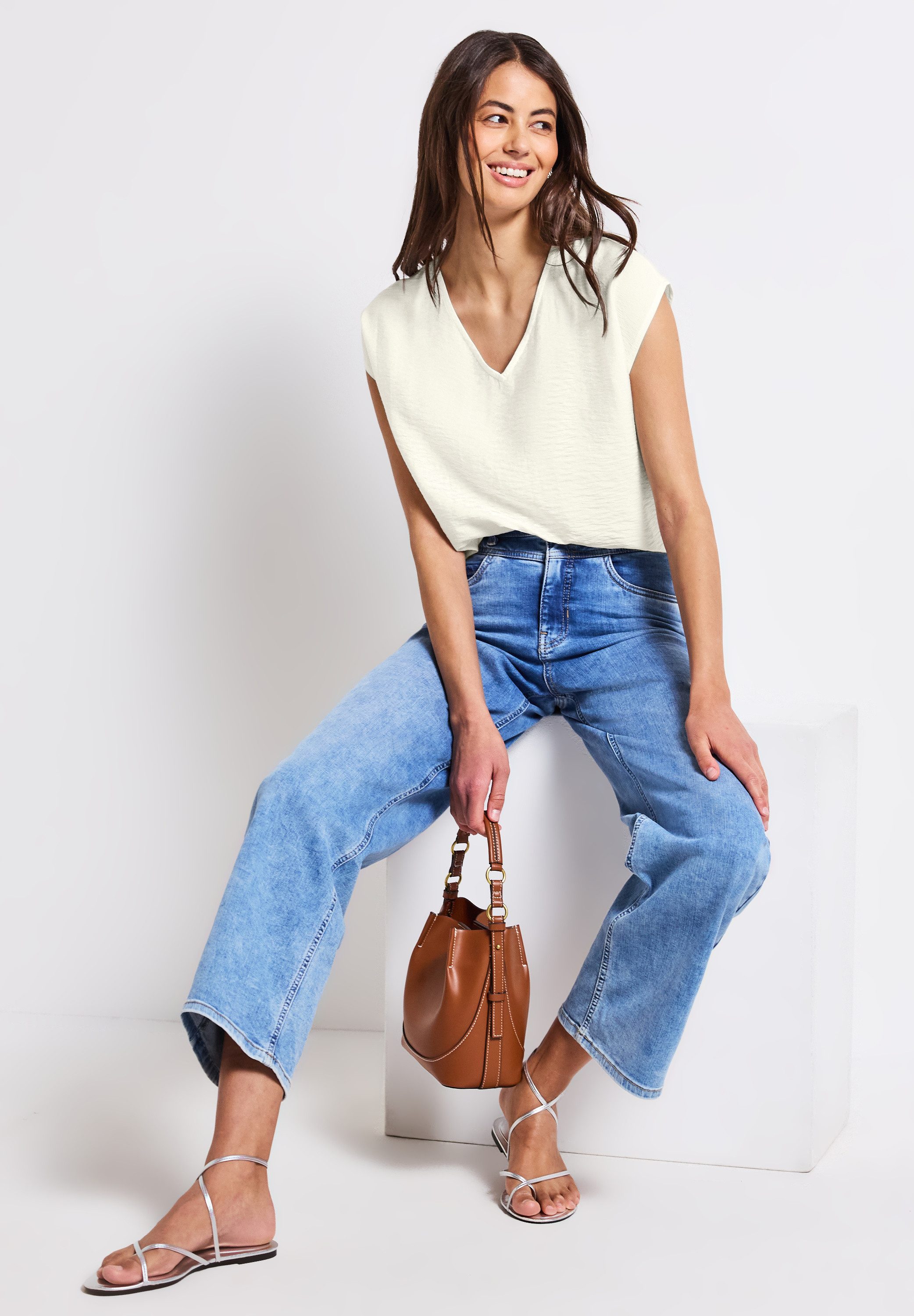 STREET ONE Shirtbluse mit V-Neck
