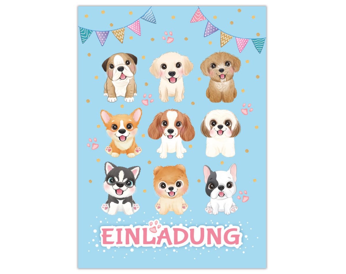 Thumbnail - JUNAPACK Einladungskarten Hunde zum Kindergeburtstag Einladungen mit Umschlägen Karten Welpen, Einladungskarten mit Umsc...
