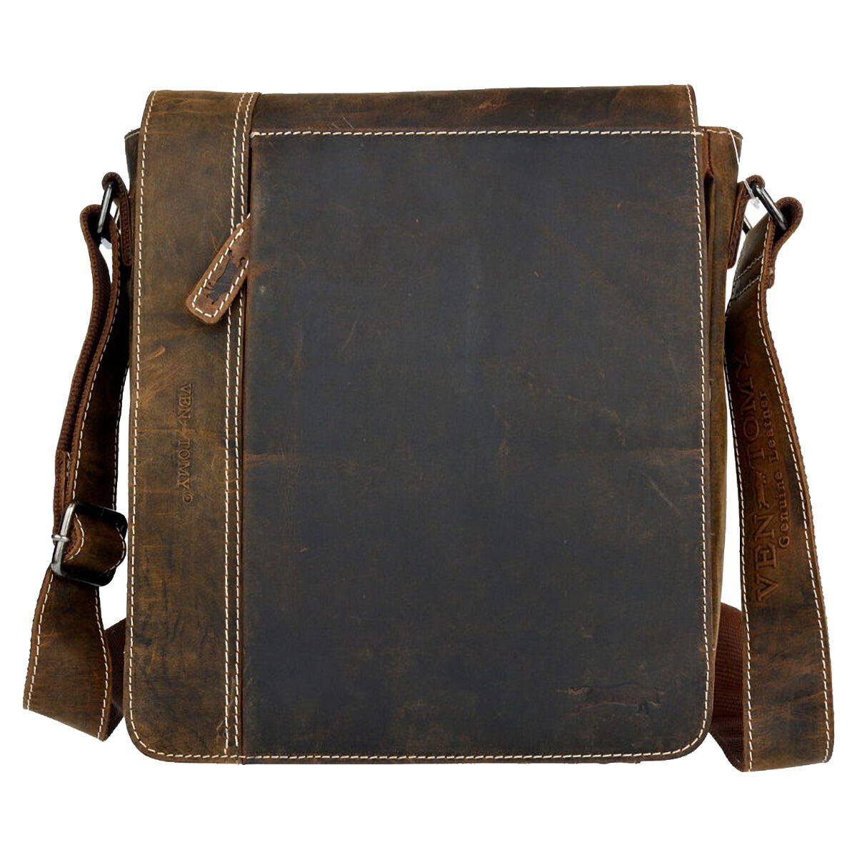 Messenger Bag echt Leder Schultertasche aus Büffelleder mit Tabletfach