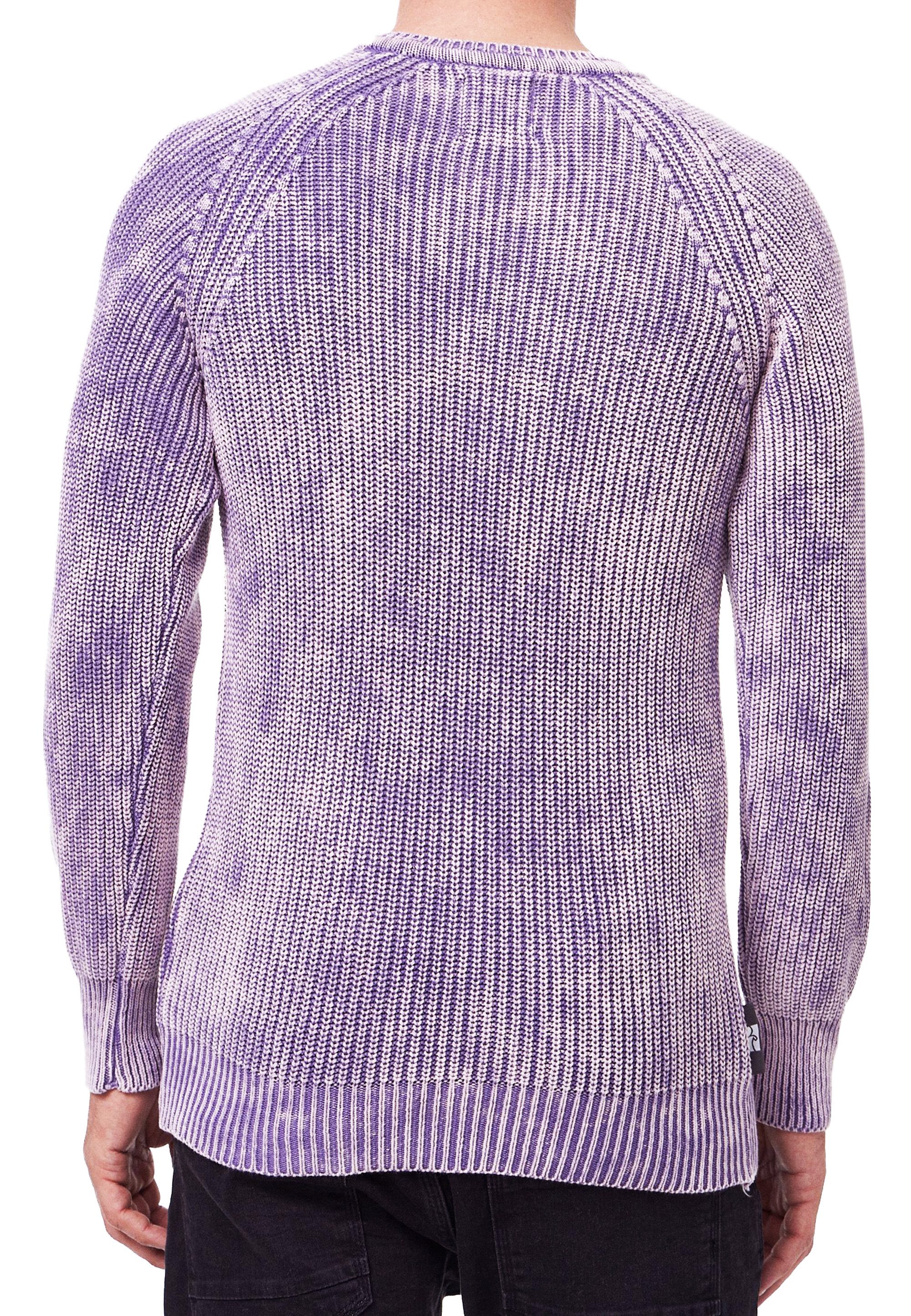 R-NEAL Rundhalspullover Streetwear Pullover Verwaschen im Oversized Look Grobstrick Pullover