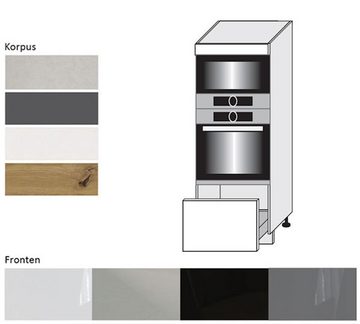 Feldmann-Wohnen Backofenumbauschrank Essen (1 Schublade mit Vollauszug + Selbsteinzug (Rejs Comfort Box), 1-St., mit Acrylfronten (Ultrahochglanz), abrieb- / kratzfest) 60x59x154cm Front- und Korpusfarbe wählbar mit Soft-Close-Funktion
