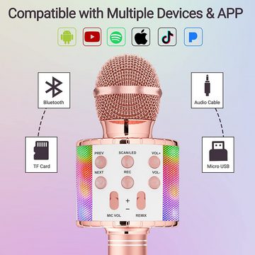 DOPWii Mikrofon Karaoke Mikrofon Bluetooth,Mikrofon Kinder Kabellos mit LED-Leuchten (1-tlg)