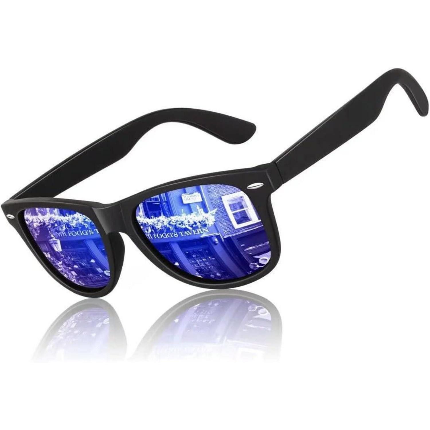 LuxusKollektion Retrosonnenbrille Sonnenbrille Herren 1 Schwarz Rahmen Dunkelblau Verspiegelte Linse (1-St)