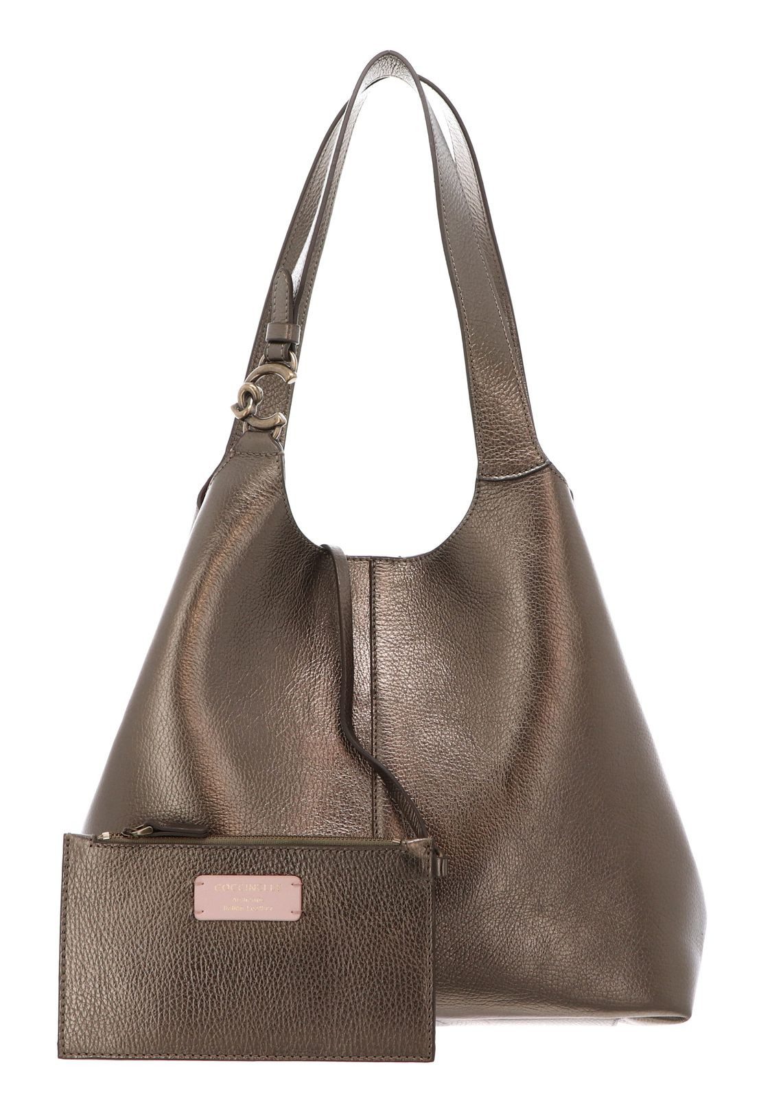 COCCINELLE Schultertasche Shopper (Set, 2-tlg), aus echtem Rindsleder