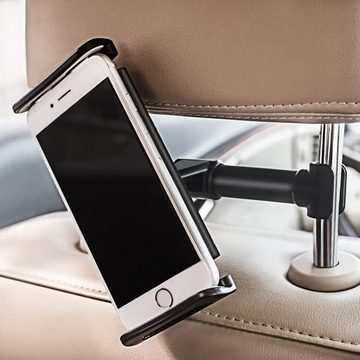 CLM-Tech Tablet Halterung für die Kopfstütze im Auto - Handy-Halterung, (bis 11,00 Zoll, Kopfstützenhalterung - iPad Halter, 2-tlg., 360 Grad drehbar, universal kompatibel mit 4-11 Zoll Geräten)