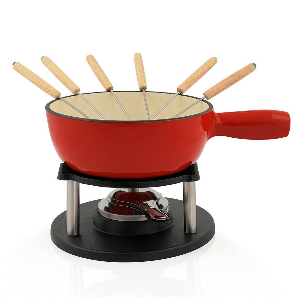 BBQ-Toro Fonduetopf 9-teiliges Gusseisen Fondue Set für 6 Personen, 2 L,  emailliert, Gusseisen (Set, 9-tlg)