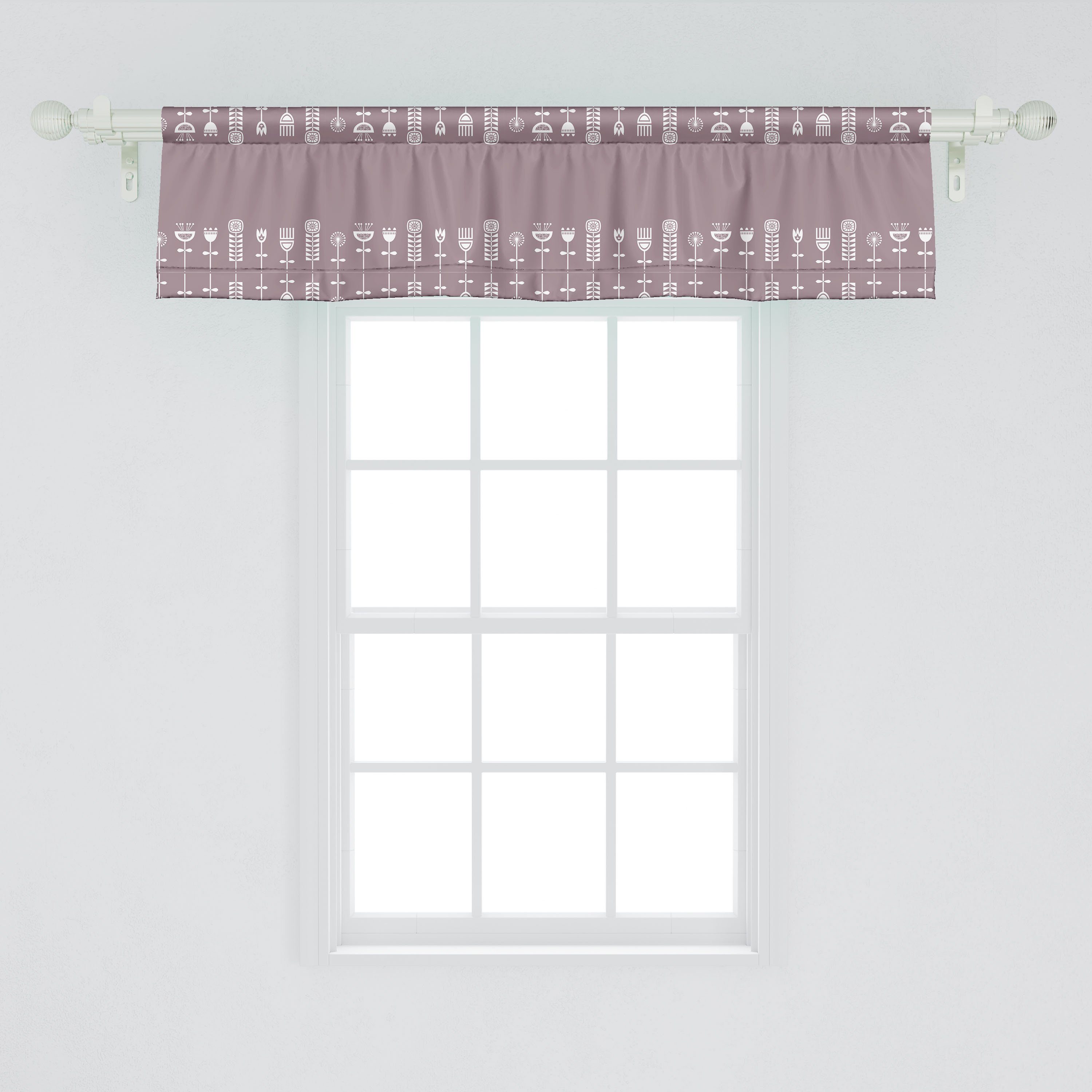 Botanik Microfaser, Volkskunst-Art-Blumen-Gekritzel Küche Vorhang Volant Scheibengardine Dekor Abakuhaus, für mit Stangentasche, Schlafzimmer