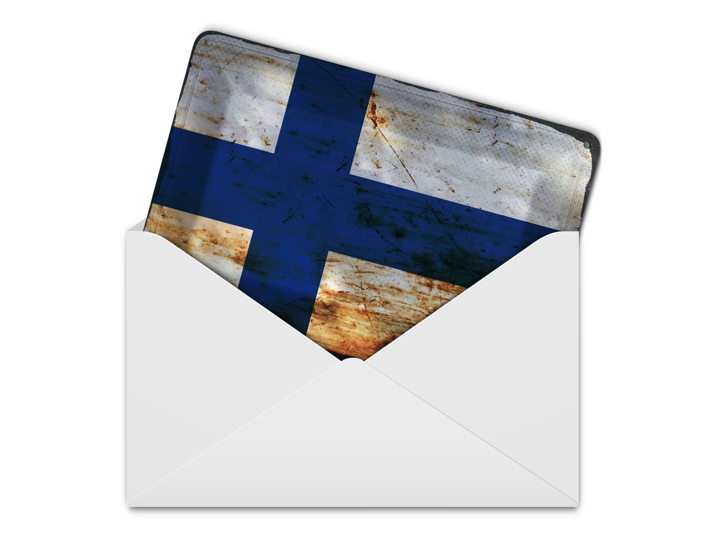 Femer GmbH Postkarte Flagge Finnland 14x10 cm Flag of Finland Rost, unfrankiert