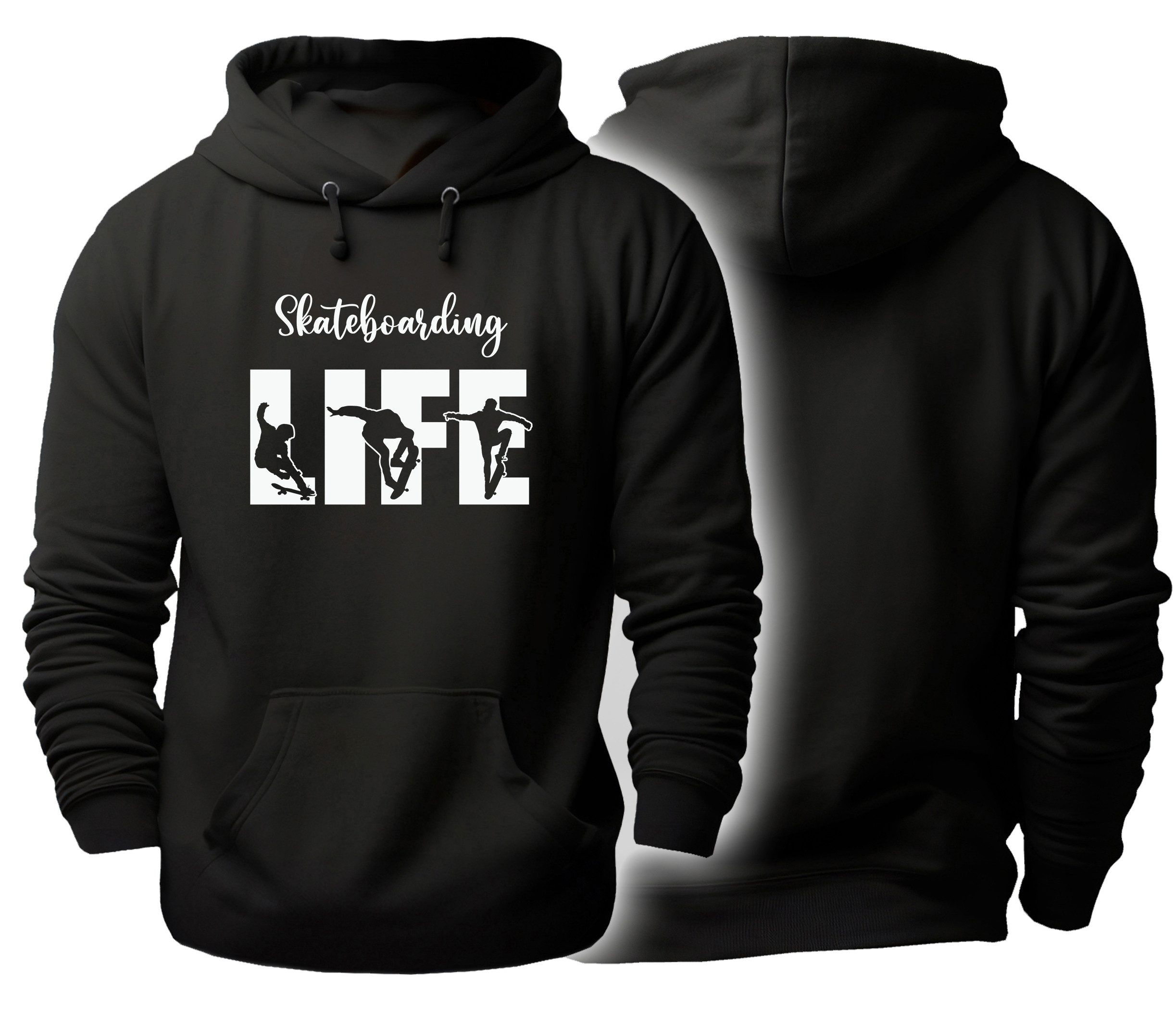 MyDesign24 Hoodie Skater Kapuzen Pullover Schwarzer Männer und Frauen Hoodie Gr.S i548