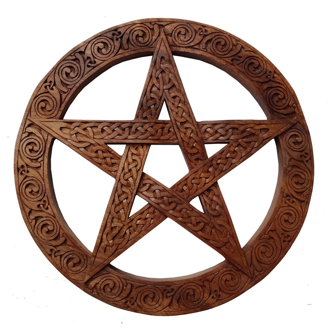 Wanddekoobjekt Wandschmuck Deko Pentagramm keltischer Knoten 40 cm Holz geschnitztes