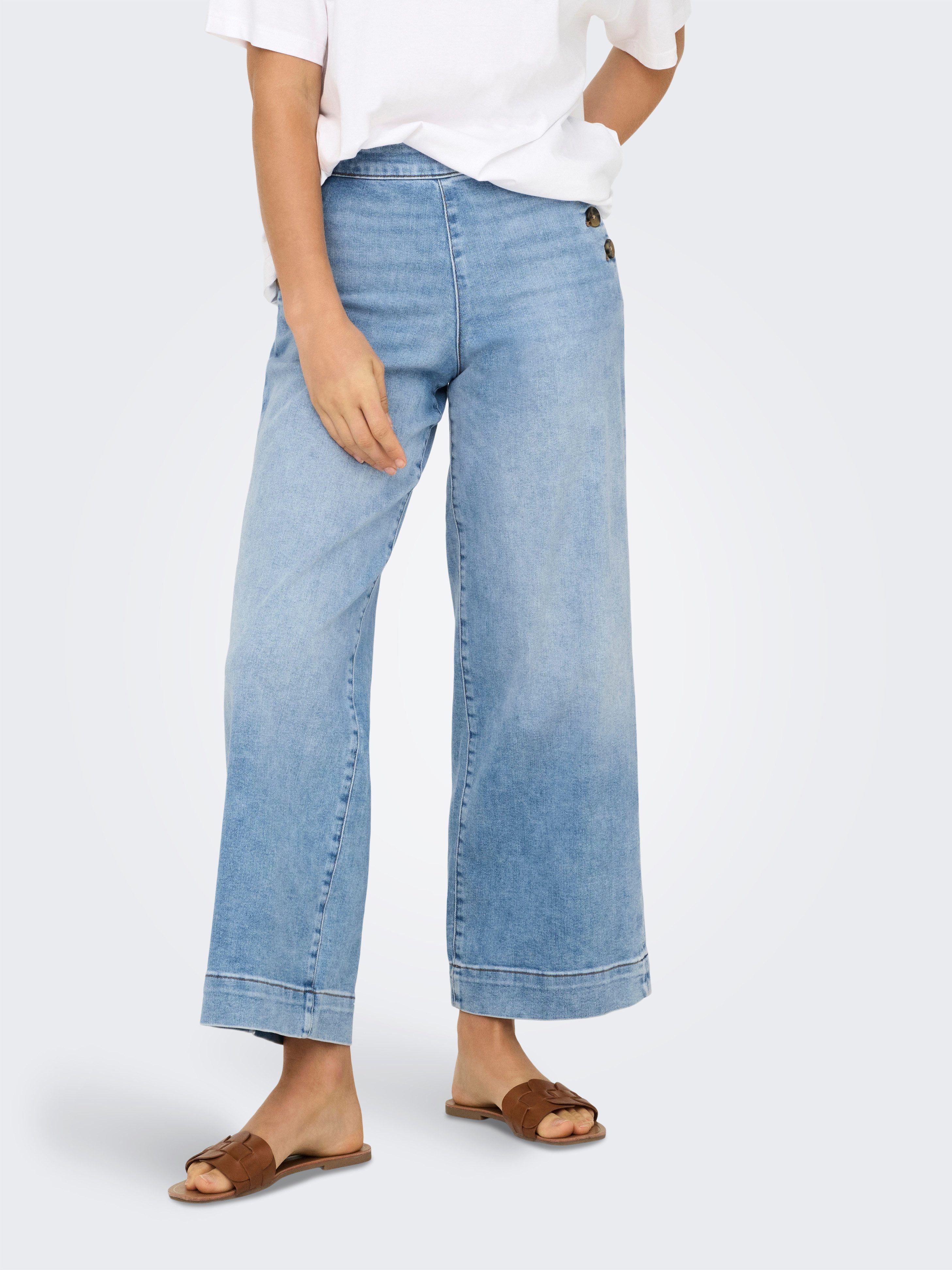 ONLY High-waist-Jeans ONLMADISON HW BUTTON WIDE CRP DNM GEN223 Baumwollmischung, High Waist, knöchelfrei