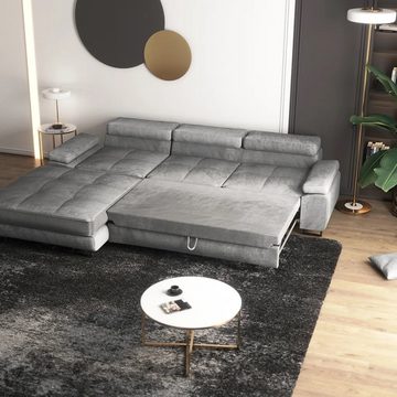 DB-Möbel Ecksofa Eckbettsofa "ANTAG" Sofa mit Samtbezug, wasserabweisend.