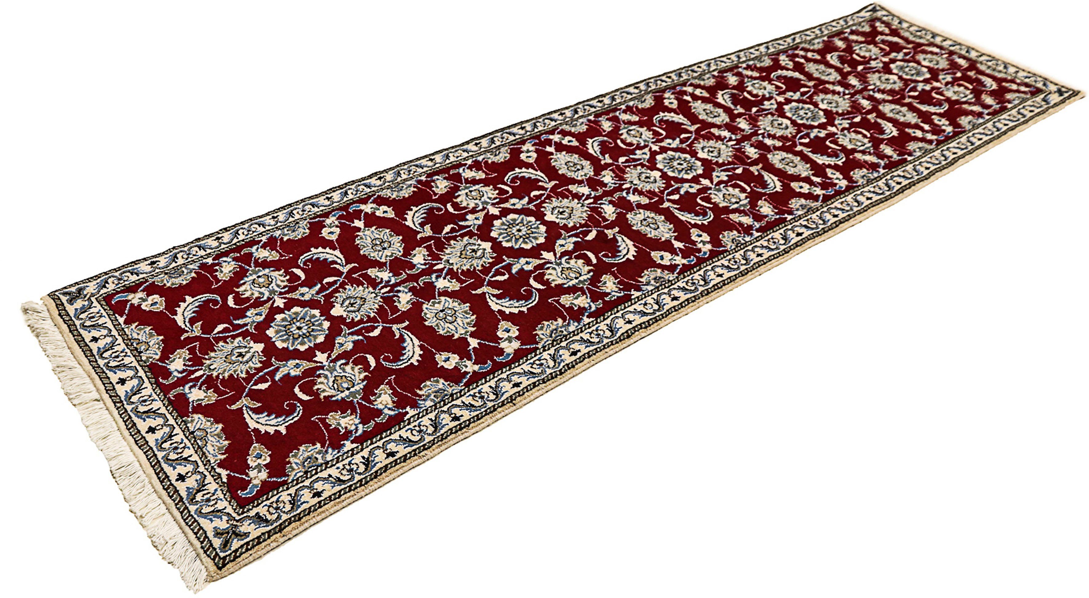 Orientteppich Perser - Nain - 265 x 80 cm - dunkelrot, morgenland, rechteckig, Höhe: 12 mm, Wohnzimmer, Handgeknüpft, Einzelstück mit Zertifikat