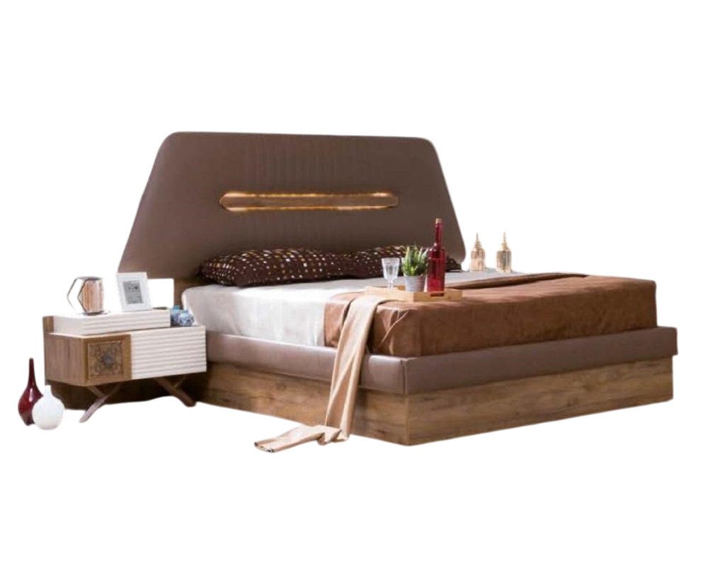 Bett Luxuriöses Holz-Bettgestell mit modernem Design in eleganter Optik