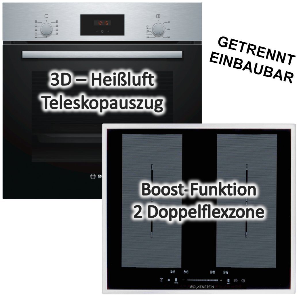 Kochfeld Backofen autark mit 60cm Flächeninduktion BOSCH Flex-Induktions-Herd-Set