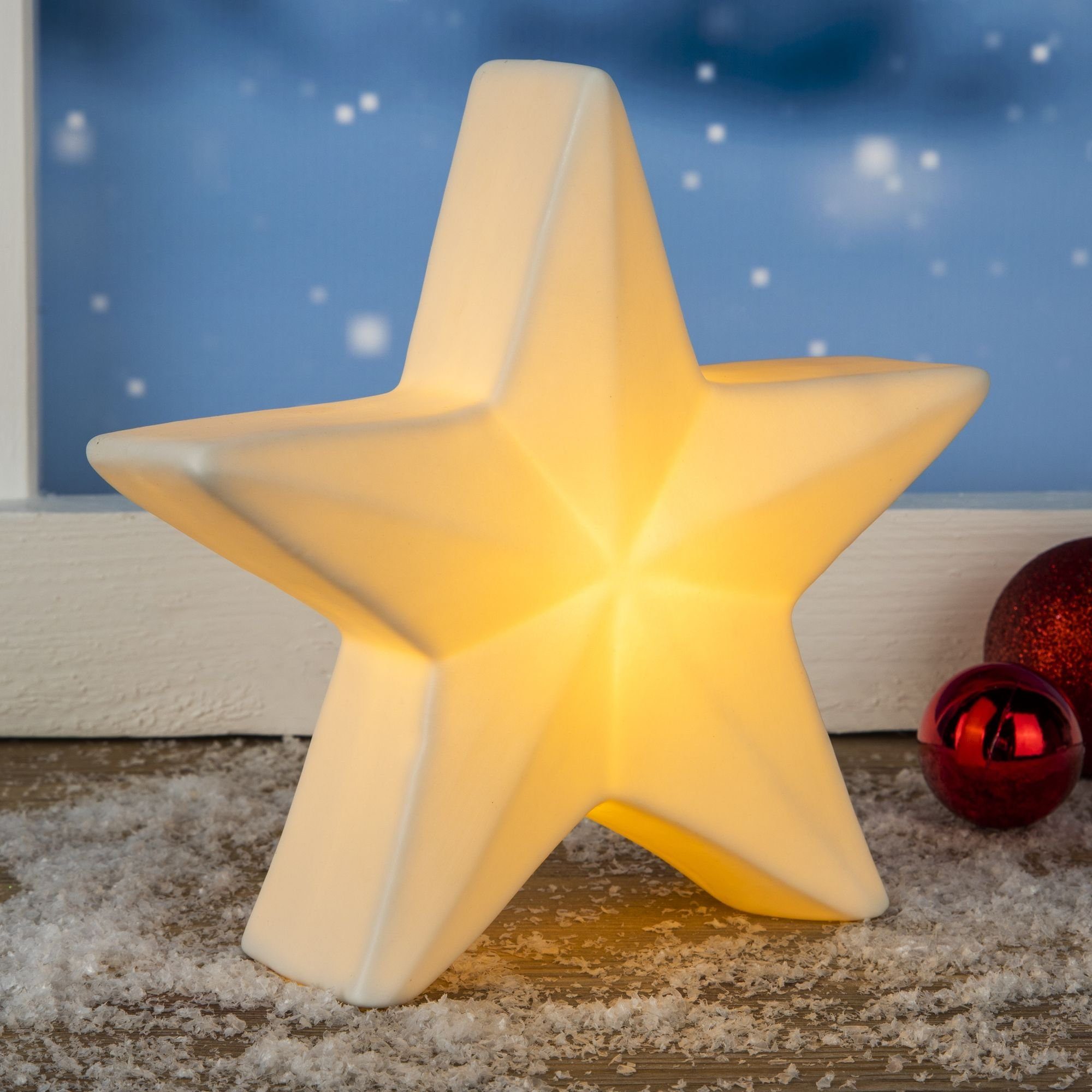GartenHero LED Stern LED Weihnachtsstern Porzellan Batteriebetrieben Weihnachten Deko, LED fest integriert, warmweiß